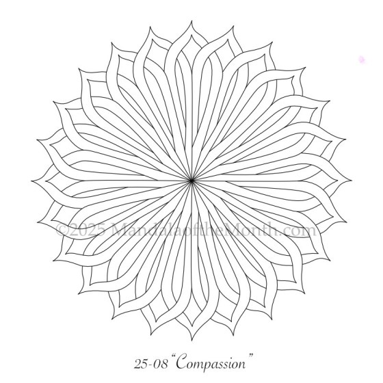 Mandala of the Month 25-08 Compassion — outline for coloring