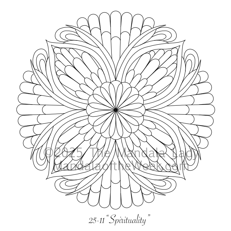 Mandala of the Month 25-11 Spirituality — outline for coloring