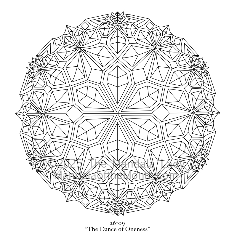 Mandala of the Month 26-09 The Dance of Oneness — outline for coloring