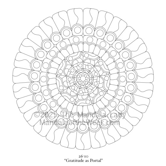 Mandala of the Month 26-10 Gratitude as Portal — outline for coloring