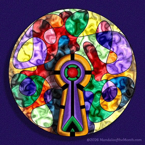 Mandala of the Month 26-02 Foggy Glasses — in color. digitally painted using procreate.